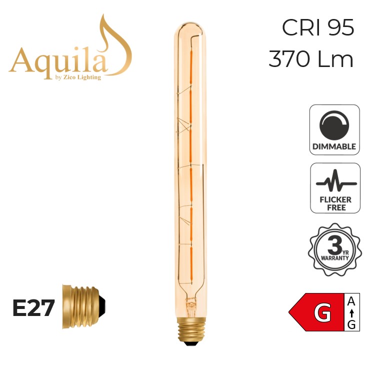 Tube T30 300mm Amber 6W 2200K E27 Light Bulb