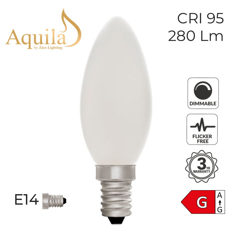 C35 Candle Porcelain Warm White Decorative LED Filament Bulb 4W 2700K E14