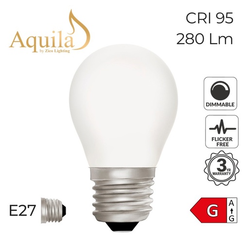 [ZL-G45/4W27E27P] G45 Golfball Porcelain Warm White Decorative LED Filament Bulb 4W 2700K E27