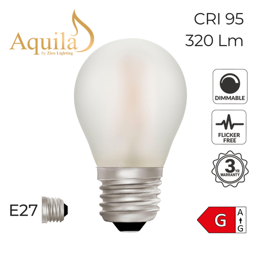[ZL-G45/4W27E27F] G45 Golfball Frosted Warm White Decorative LED Filament Bulb 4W 2700K E27