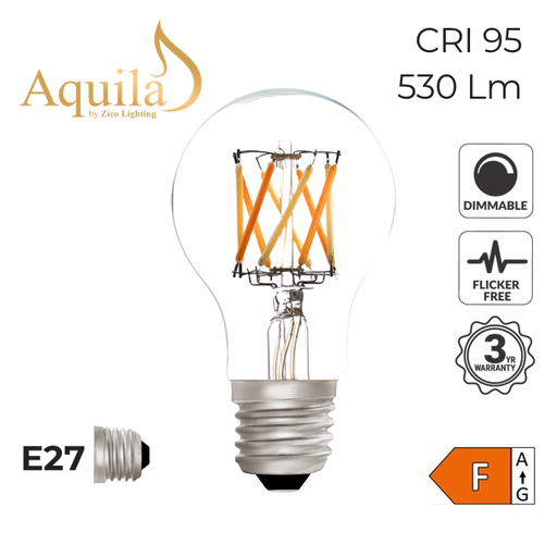 [ZL-A60/6WDWE27C] GLS A60 Dim-to-Warm Clear 6W 2000K - 2800K E27 Light Bulb