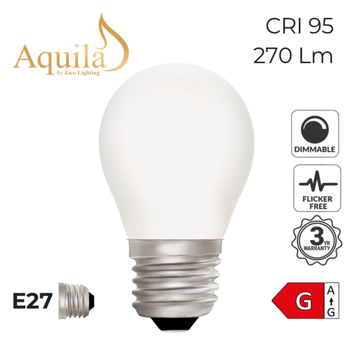 [ZL-G45/4WDWE27P] Golfball G45 Dim-to-Warm Porcelain 4W Light Bulb