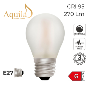[ZL-G45/4WDWE27F] G45 Golfball Dim-to-Warm Frosted Decorative LED Filament Bulb 4W 2000K to 2800K E27
