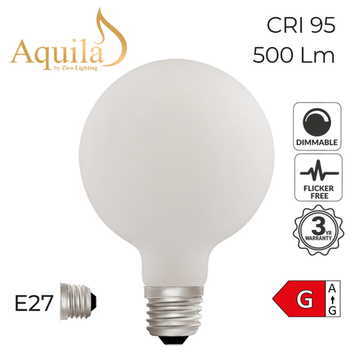 [ZL-G95/6WDWE27P] ​Globe G95 Dim-to-Warm Porcelain 6W E27 Light Bulb