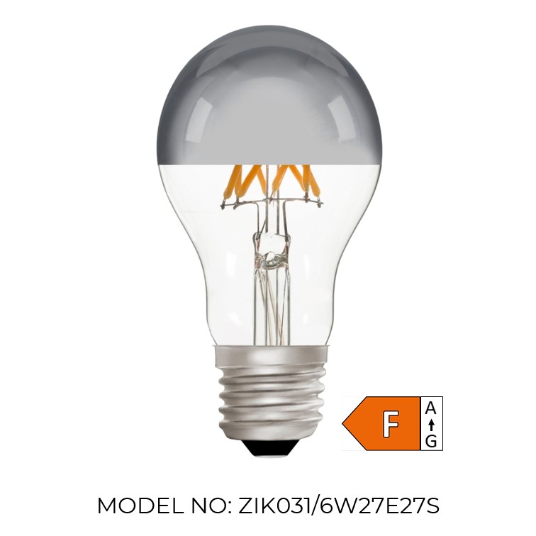 GLS A60 Silver Reflector 6W 2700K Light Bulb