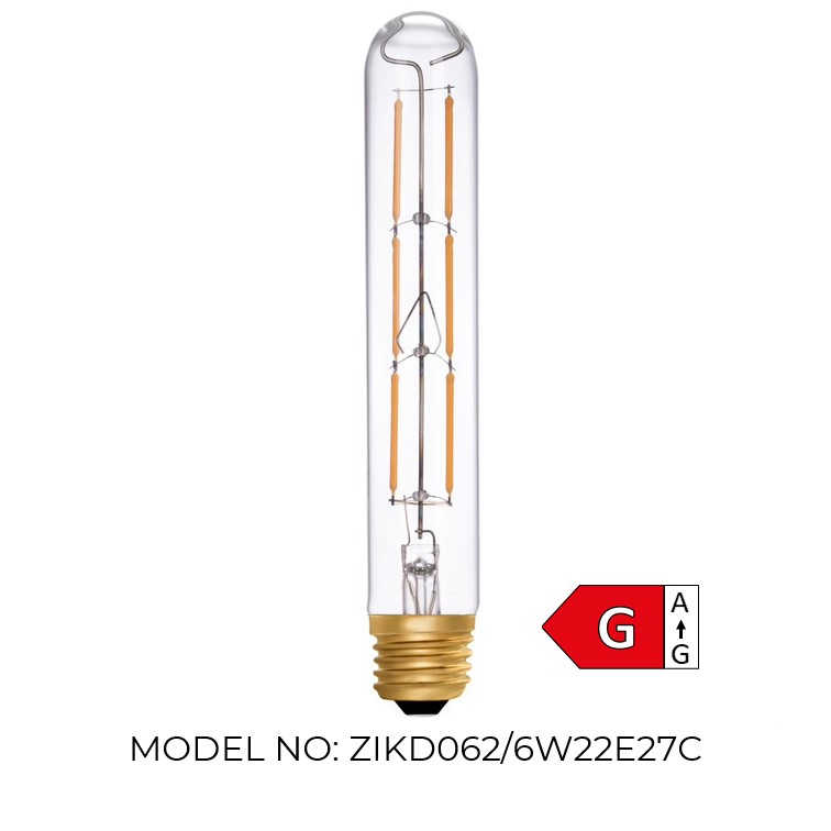 Tube T30 Clear 185mm 6W 2200K Light Bulb