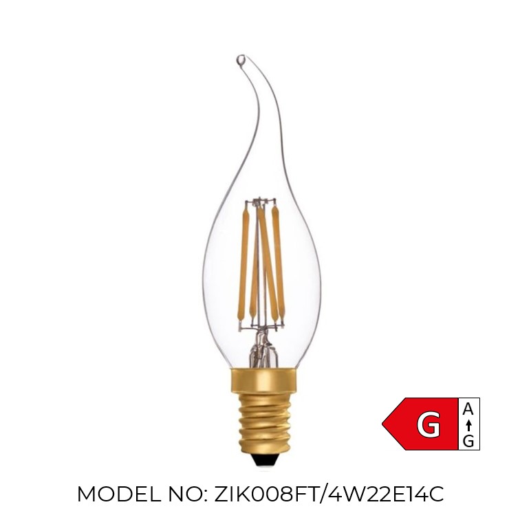 Flame Tip Candle C35 Clear 4W 2200K Light Bulb