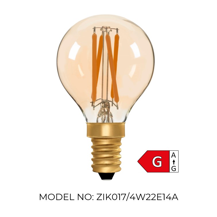 Golfball G45 Amber 4W 2000K Light Bulb