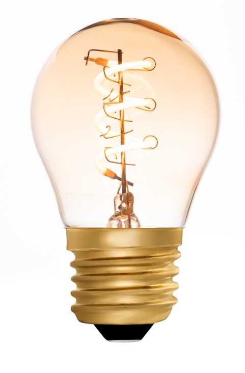 Golfball G45 Helix Amber 2W 2000K E27 Light Bulb