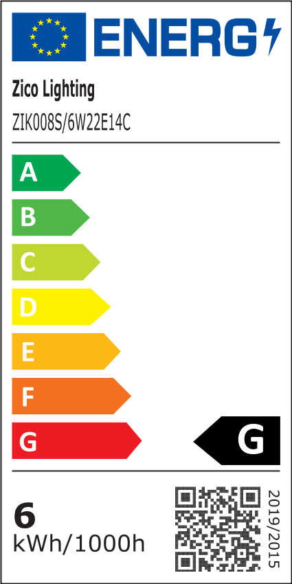 Candle C35 Clear 6W 2200K E14 EU label batch after 0822