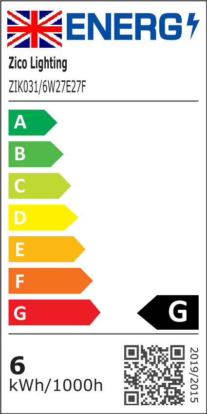 GLS A60 Frosted 6W 2700K E27 Light Bulb UK label batch after 0822