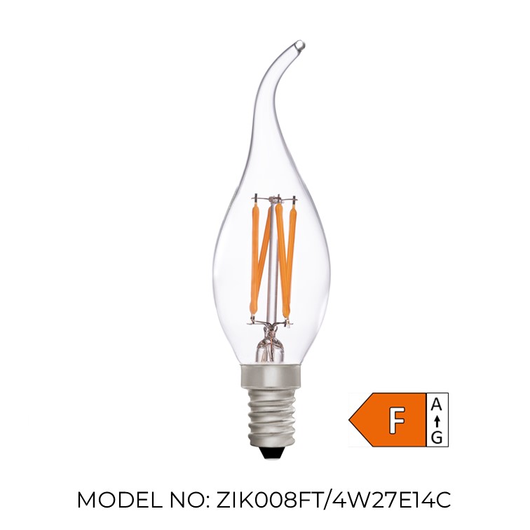 Flame Tip Candle C35 Clear 4W 2700K E14 Light Bulb