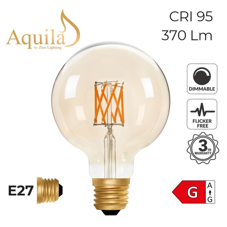 Globe G95 Amber 6W 2000K E27 Light Bulb