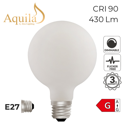 Globe G95 Dim-to-Warm Porcelain 6W E27 Light Bulb