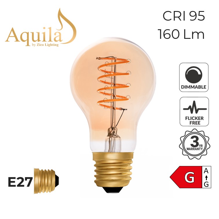 GLS A60 Helix Amber 4W 2000K E27 Light Bulb