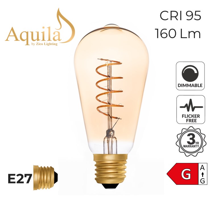 Squirrel Cage ST64 Helix Amber 4W 2000K E27