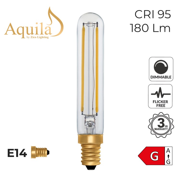 Tube T20 115mm Clear 2.7W 2200K E14 Light Bulb