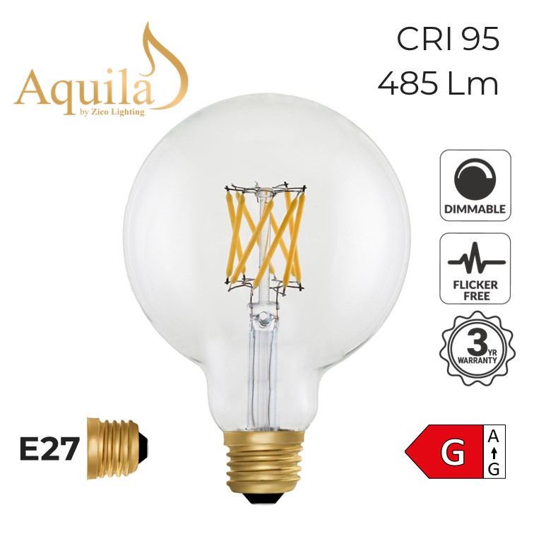 Globe G95 Clear 6W 2200K E27 Light Bulb