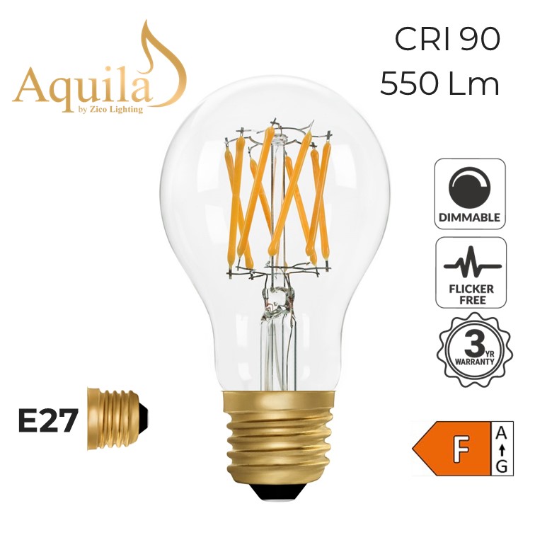 GLS A60 Clear 6W 2200K E27 Light Bulb