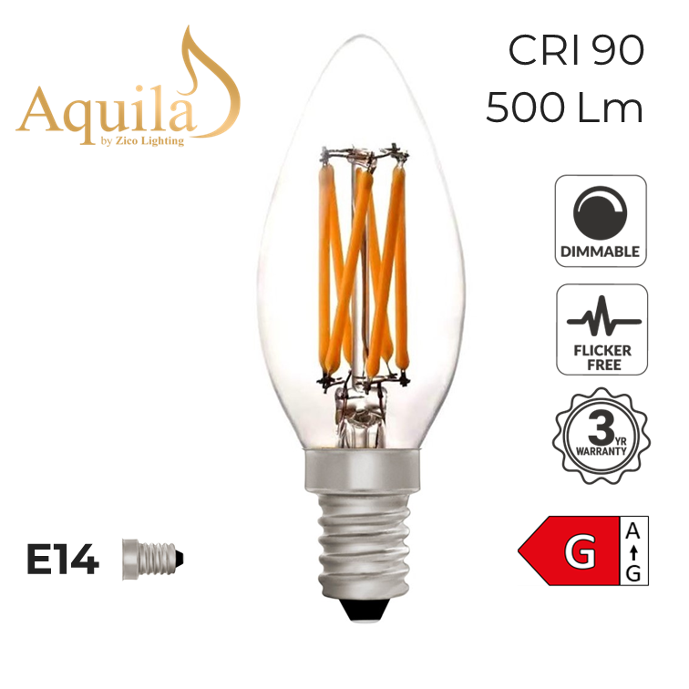 Candle C35 Clear 6W 2700K E14 Light Bulb