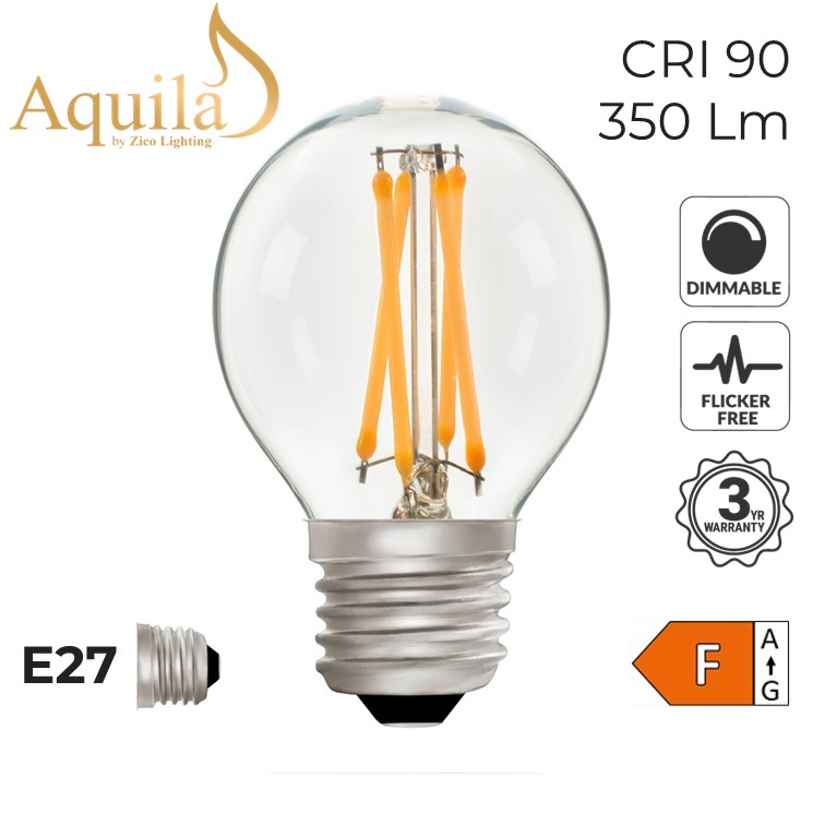 Golfball G45 Clear 4W 2700K E27 Light Bulb
