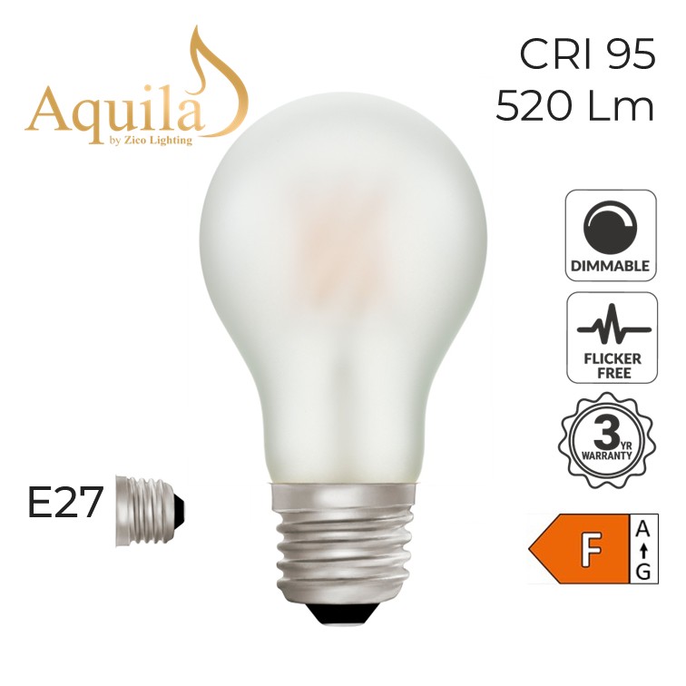 A60 GLS Frosted Warm White Decorative LED Filament Bulb 6W 2700K E27