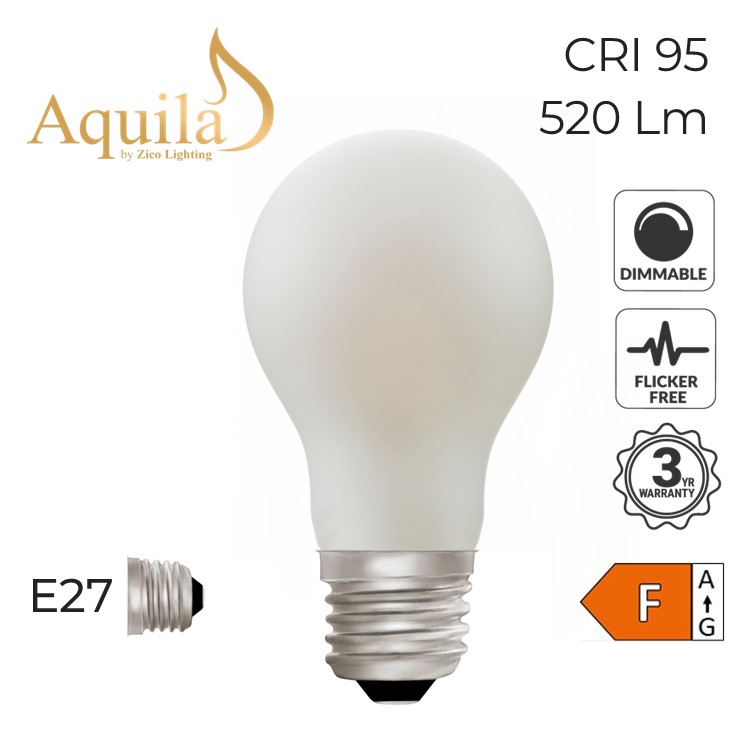 GLS A60 Dim-to-Warm Porcelain 6W 2000K - 2800K E27 Light Bulb