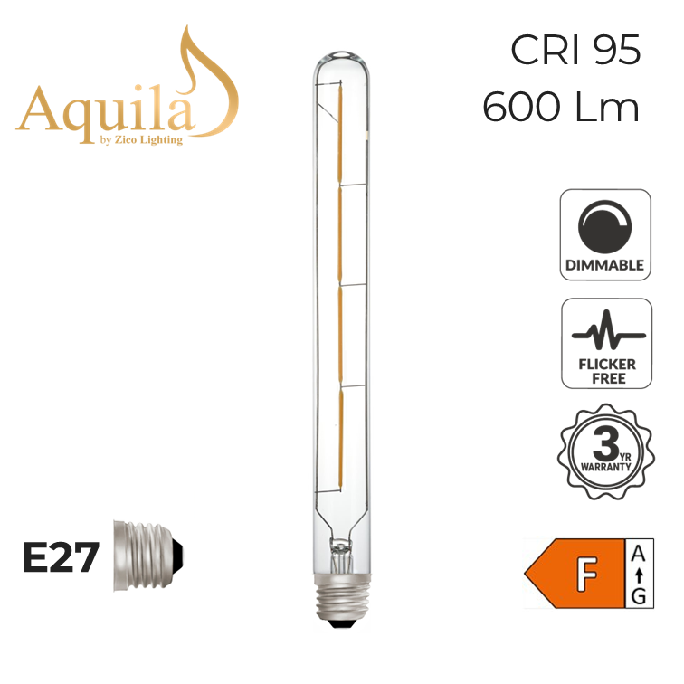 Tube T30 290mm Clear 6W 2700K E27 Light Bulb