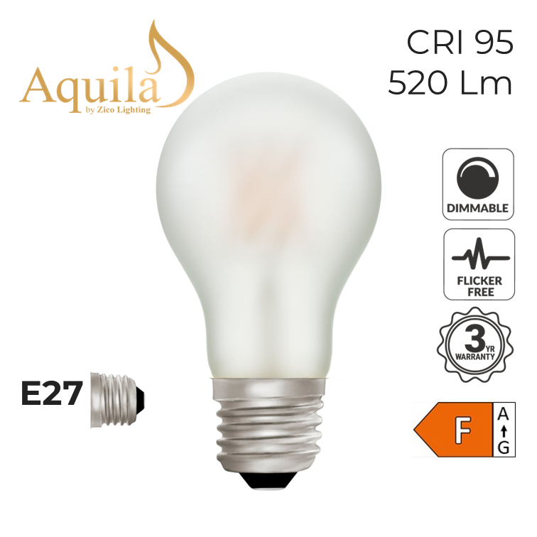 A60 GLS Frosted Dim-to-Warm Decorative LED Filament Bulb 6W 2000K-2800K E27