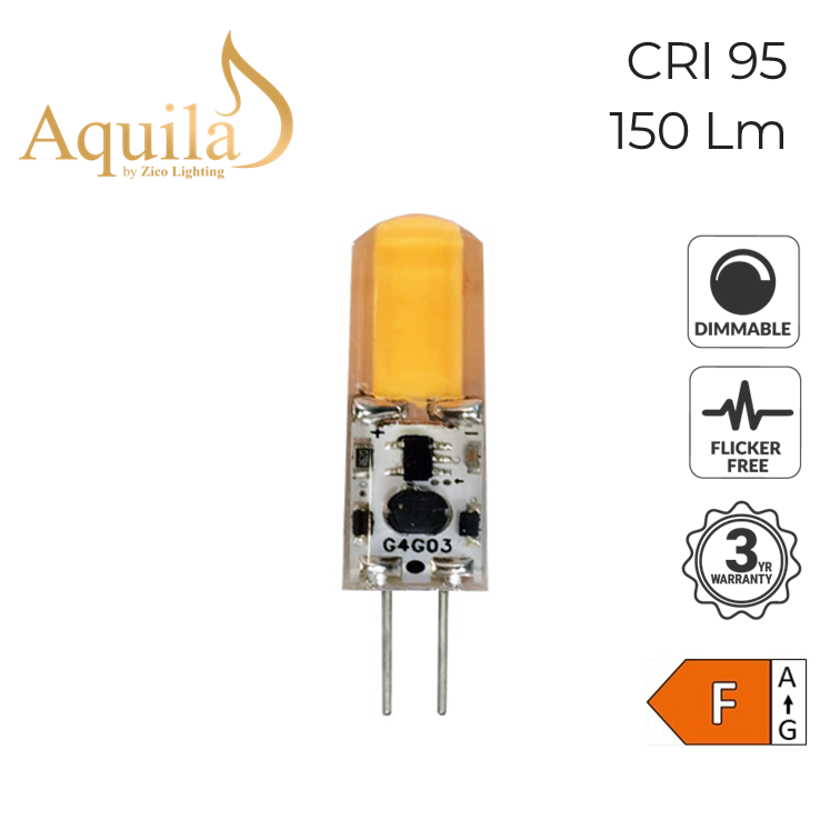 G4 Clear CRI95+ COB Vintage Warm LED Capsule Bulb 1.5W 2200K 9-15V