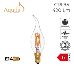 [ZIK008FT/6W22E14C] Flame Tip Candle C35 Clear 6W 2200K E14 Light Bulb