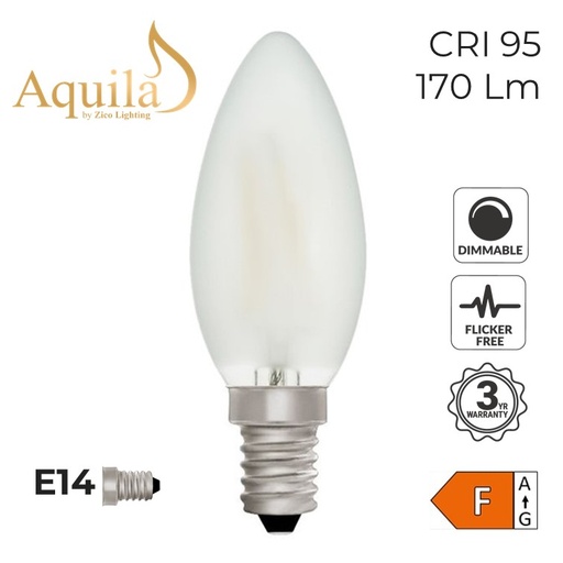 [ZIK008/2W27E14F] ​Candle C35 Frosted 2W 2700K E14 Light Bulb