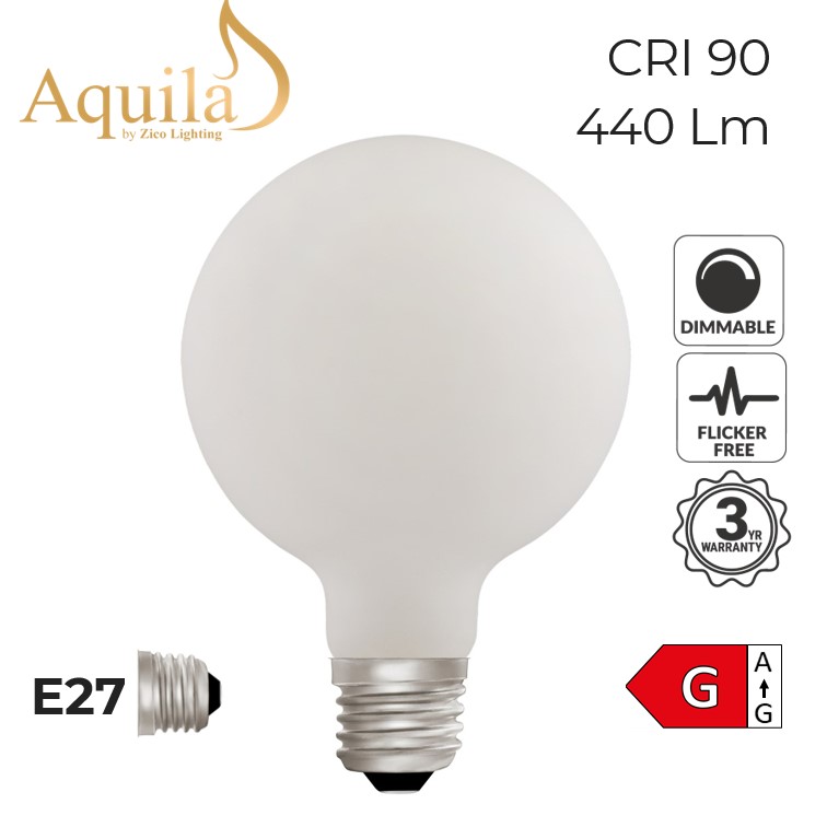 Ampoule LED Globe G95 Demi Sphère Argentée 7W E27 Dimmable 2700K