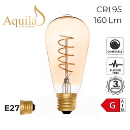[ZIKD044H/4W22E27A] Squirrel Cage ST64 Helix Amber 4W 2000K E27 Light Bulb