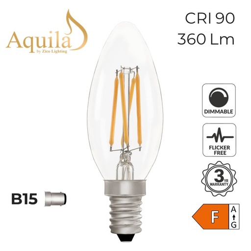 [ZIK008L/4W27B15C] Candle C35 Clear 4W 2700K V23