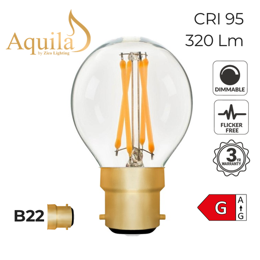 [ZL-G45/4W22B22C] G45 Golfball Clear Vintage Warm Decorative LED Filament Bulb 4W 2200K B22