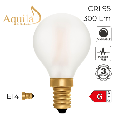 [ZL-G45/4W22E14F] Golfball G45 Frosted 4W 2200K E14 Light Bulb