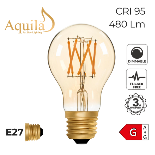[ZL-A60/6W22E27A] GLS A60 Amber 6W 2000K E27 Light Bulb