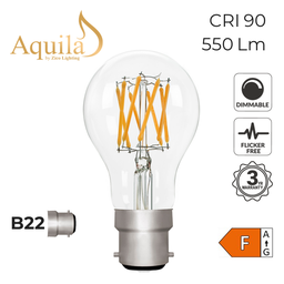 [ZL-A60/6W27B22C] GLS A60 Clear 6W 2700K B22 Light Bulb