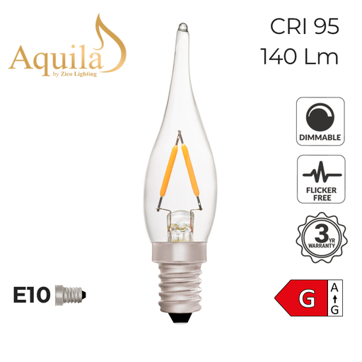 [ZL-C22/2W27E10C] French Candle C22 Clear 2W 2700K E10 Light Bulb