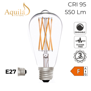 [ZL-ST64/6W27E27C] ST64 Squirrel Cage Clear Warm White Decorative LED Filament Bulb 6W 2700K E27
