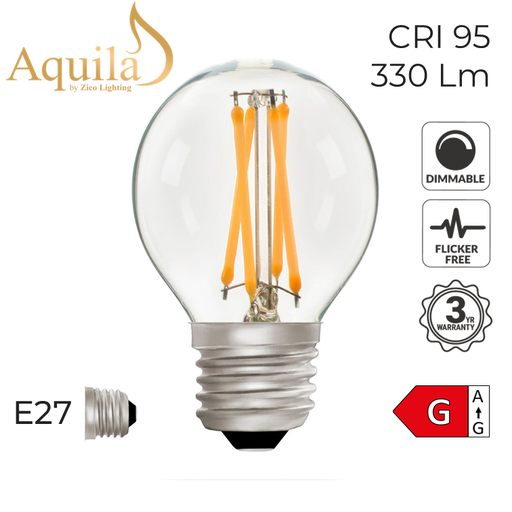[ZL-G45/4W27E27C] G45 Golfball Clear Warm White Decorative LED Filament Bulb 4W 2700K E27