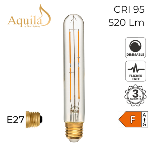 [ZL-T30S/6W22E27C] Tube T30 185mm Clear 6W 2200K E27 Light Bulb