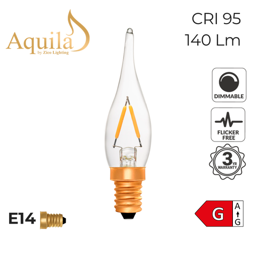 [ZL-C22/2W22E14C] C22 ​French Candle Clear Vintage Warm Decorative LED Filament Bulb 2W 2200K E14