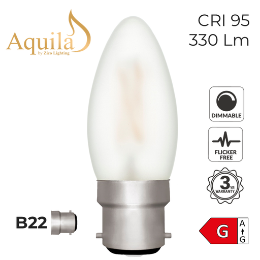 [ZL-C35/4W27B22F] Candle C35 Frosted 4W 2700K B22 Light Bulb