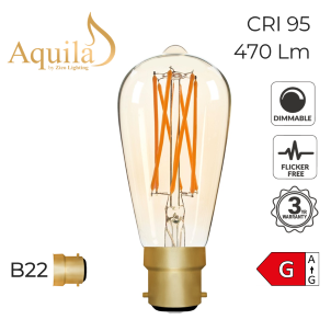 [ZL-ST64/6W22B22A] ST64 Squirrel Cage Amber Ultra Warm Decorative LED Filament Bulb 6W 2000K B22